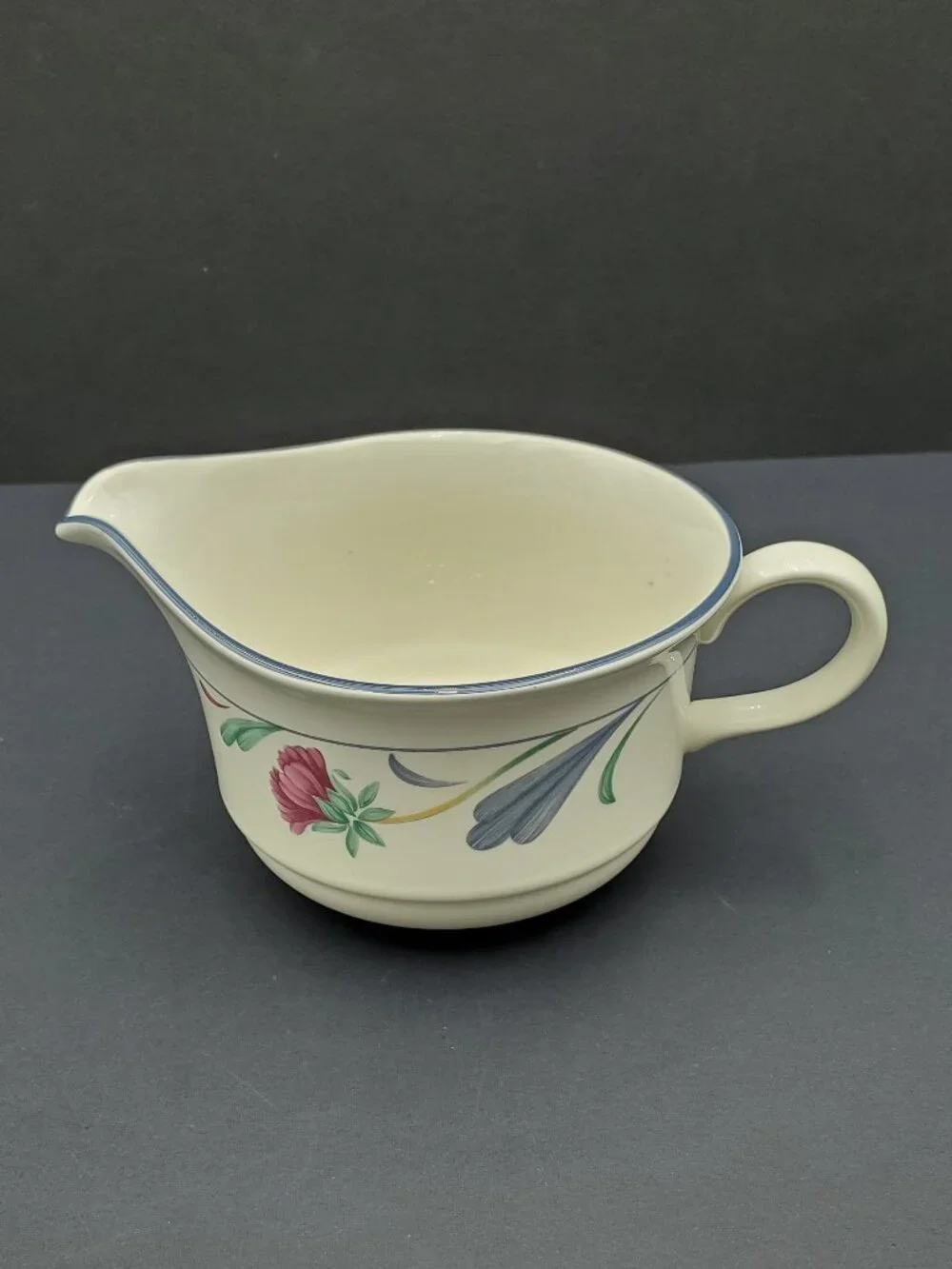 Lenox Poppies on Blue Open Sauce Boat Chinastone Gravy Boat Large Creamer